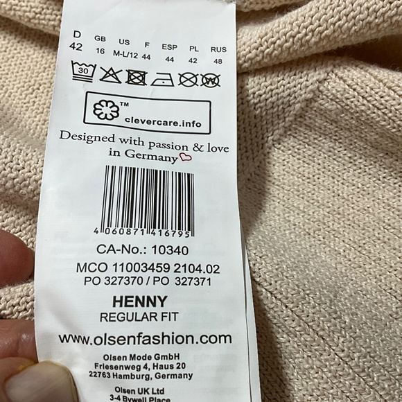 OLSEN Linen Cotton Blend Open Front Cardigan Drawstring Back Roll Tab Sleeves 12 - Picture 10 of 12